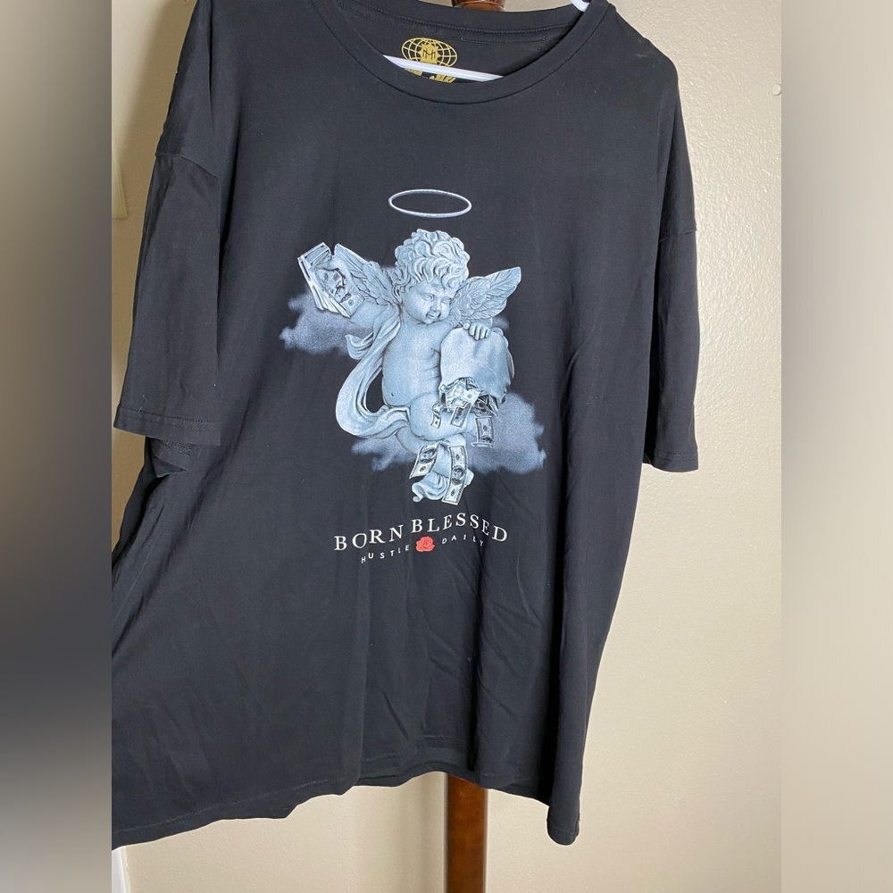 MUERTE BLACK MENS T-SHIRT BORN BLESSED SIZE 3XL